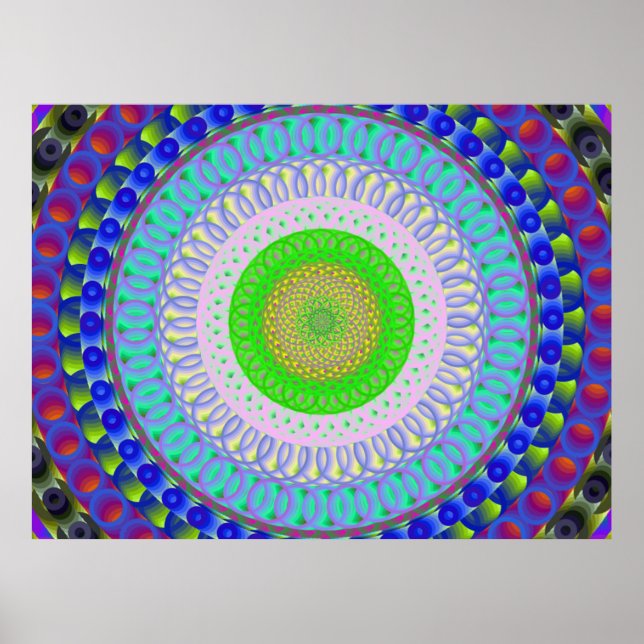 Farbiges geometrisches Mandala Circle Poster (Vorne)