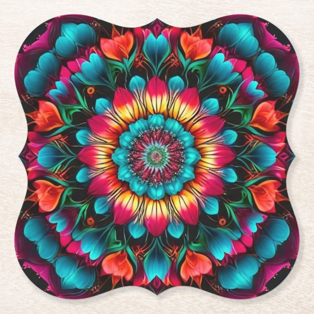 Farbiges geometrisches Mandala-Muster-342323 Untersetzer (Vorderseite)