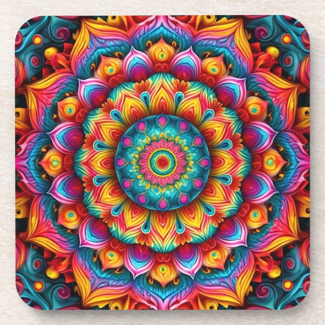 Farbiges geometrisches Mandala-Muster-342678 Getränkeuntersetzer (Vorderseite)