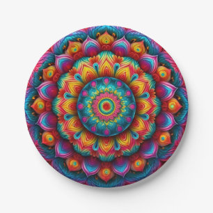 Farbiges geometrisches Mandala-Muster-342678 Pappteller
