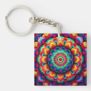 Farbiges geometrisches Mandala-Muster-342678 Schlüsselanhänger