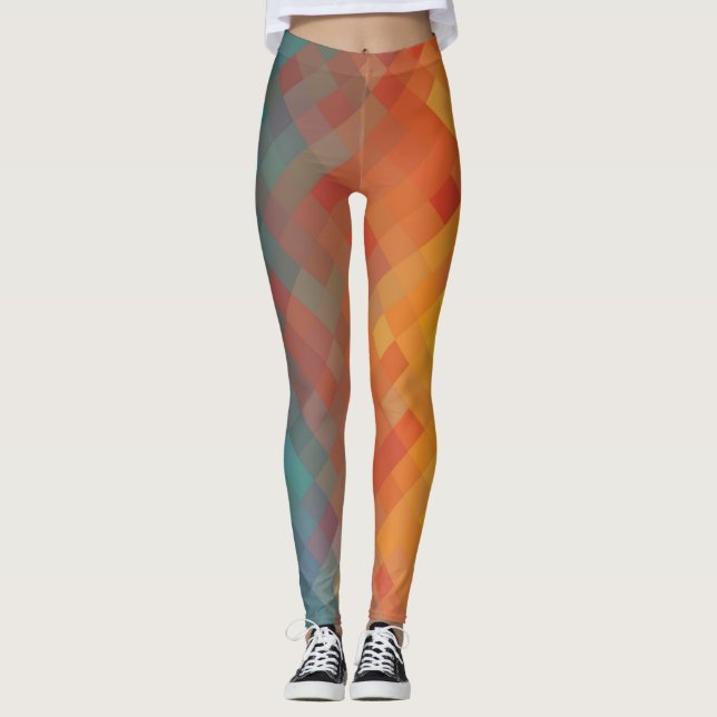 Farbiges geometrisches, modernes Diamantenmuster # Leggings (Vorderseite)