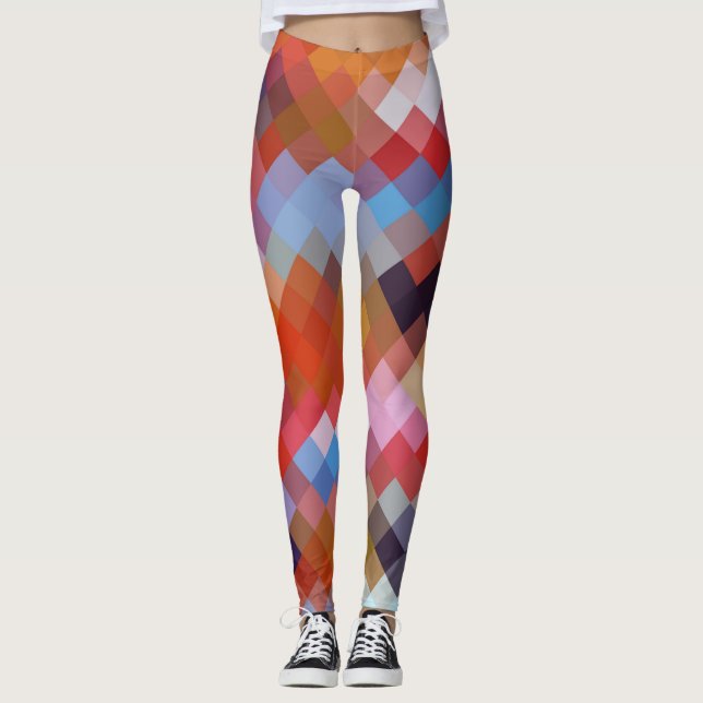 Farbiges geometrisches, modernes Diamantmuster #11 Leggings (Vorderseite)