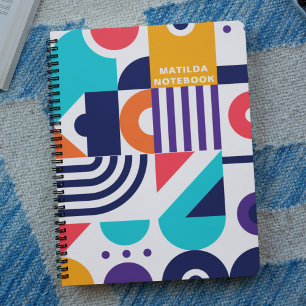 Farbiges geometrisches Muster Abstrakt Art Monogra Notizbuch