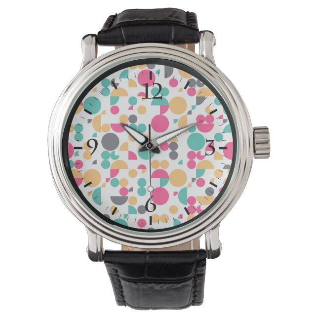 Farbiges geometrisches Muster Armbanduhr (Vorderseite)