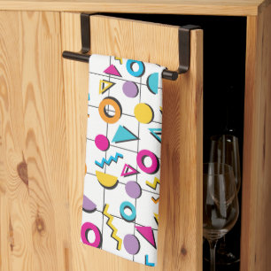 Farbiges geometrisches Muster der 80er Jahre Geschirrtuch