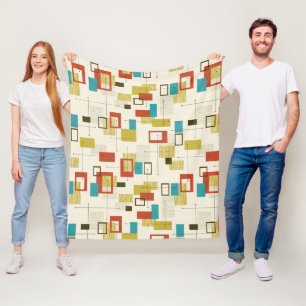 Farbiges geometrisches Muster des Retro Mitte des  Fleecedecke