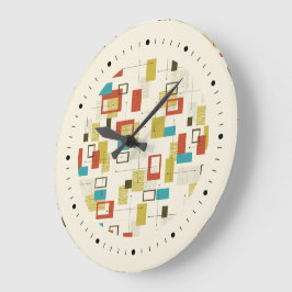 Farbiges geometrisches Muster des Retro Mitte des  Große Wanduhr
