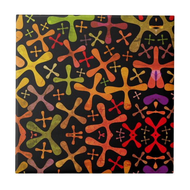 Farbiges geometrisches Muster Fliese (Vorderseite)
