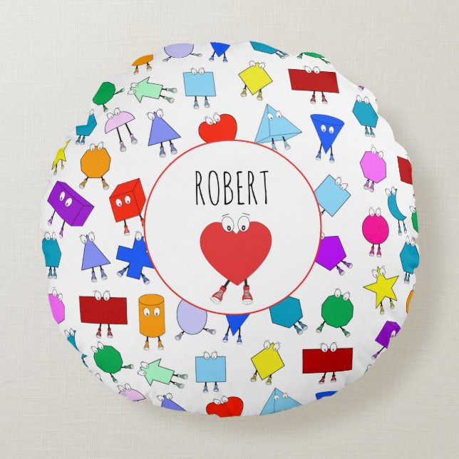 Farbiges geometrisches Muster für 2D & 3D-Formen f Rundes Kissen (Vorderseite)