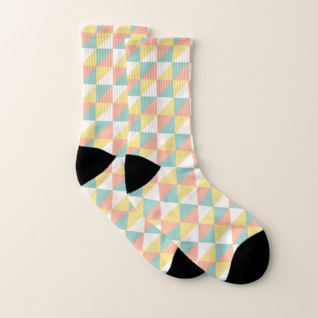 Farbiges geometrisches Muster für Abstrakte Dreiec Socken (Paar)