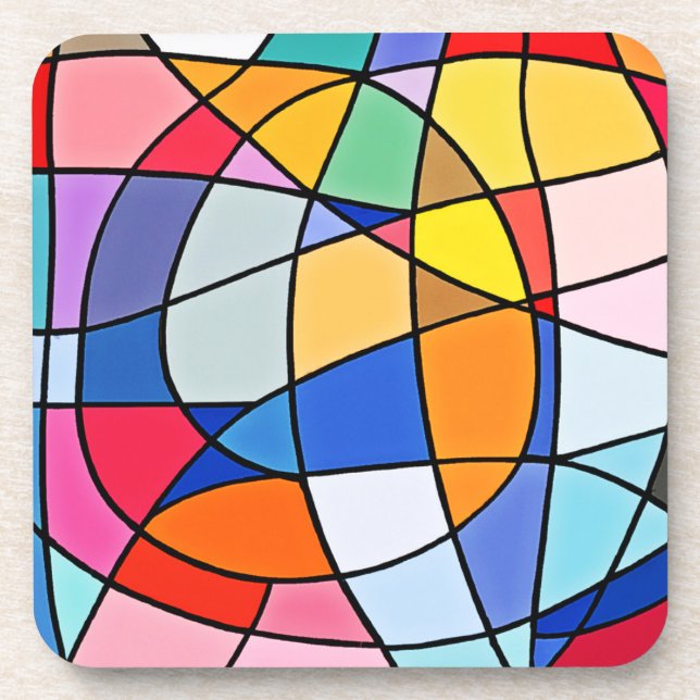Farbiges geometrisches Muster Getränkeuntersetzer (Vorderseite)