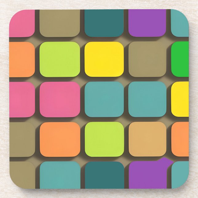 Farbiges geometrisches Muster Getränkeuntersetzer (Vorderseite)
