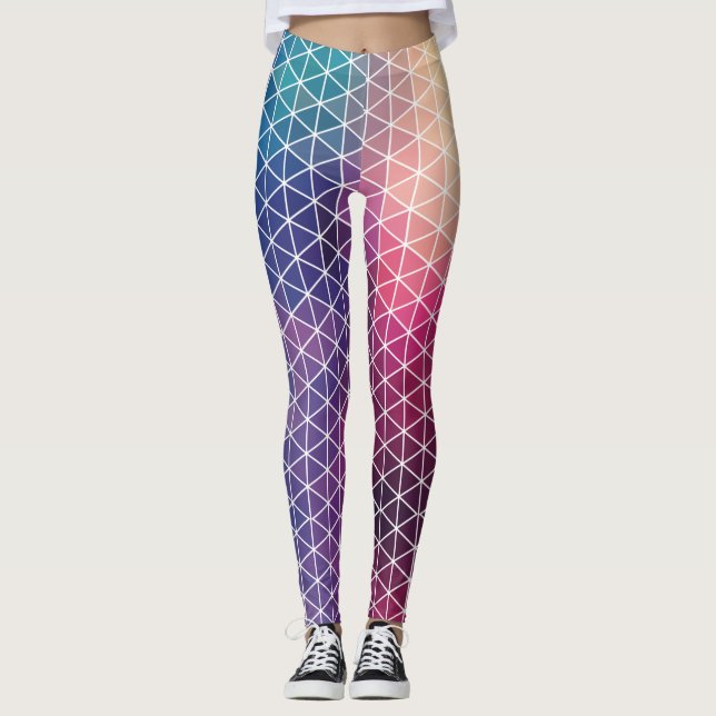 Farbiges geometrisches Muster Leggings (Vorderseite)