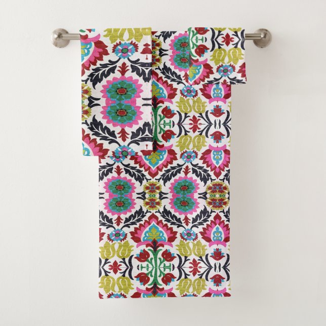 Farbiges geometrisches Muster, leuchtendes Muster Badhandtuch Set (Insitu)