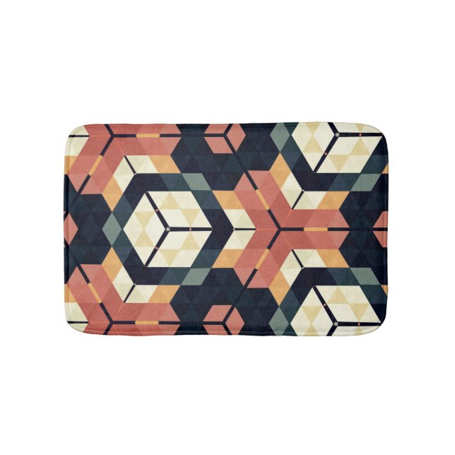 Farbiges geometrisches Muster mit Hexagon Square Badematte (Vorderseite)