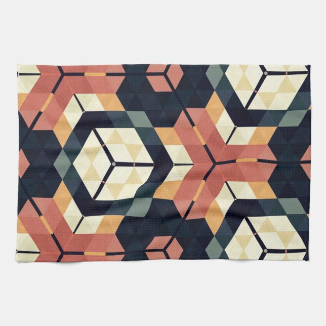 Farbiges geometrisches Muster mit Hexagon Square Geschirrtuch (Horizontal)