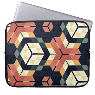 Farbiges geometrisches Muster mit Hexagon Square Laptopschutzhülle