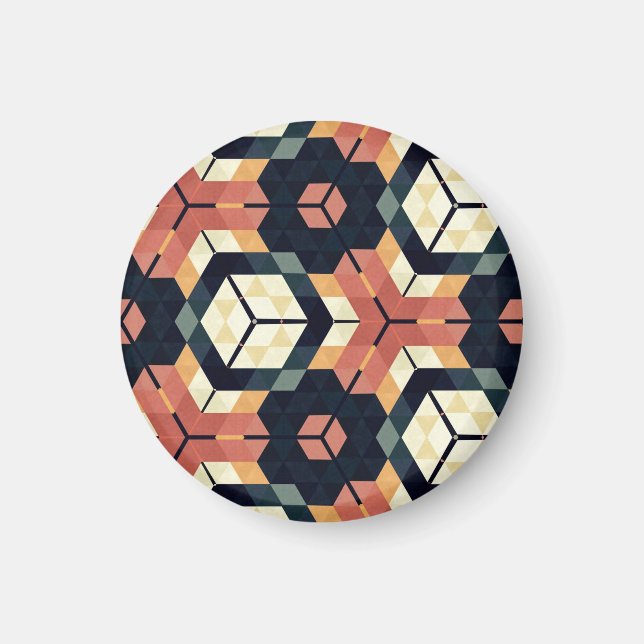 Farbiges geometrisches Muster mit Hexagon Square Magnet (Vorne)