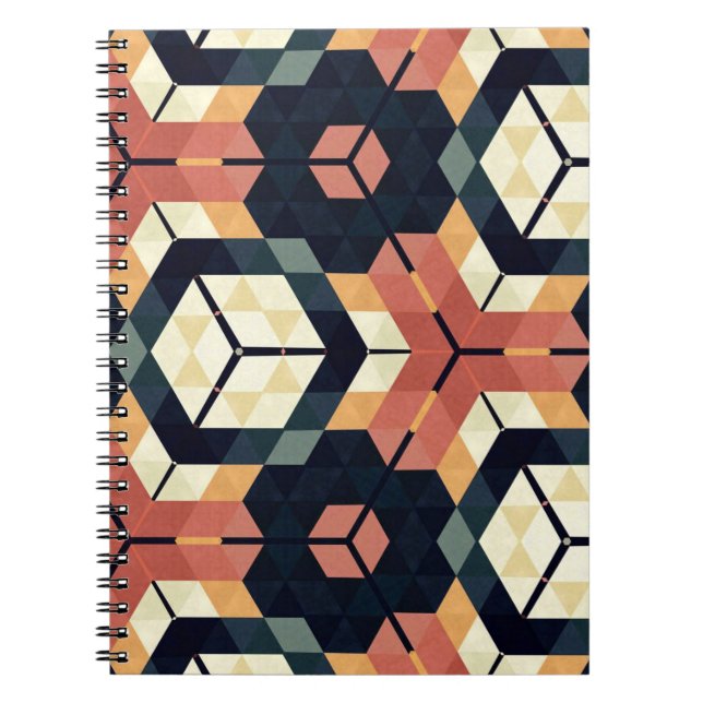 Farbiges geometrisches Muster mit Hexagon Square Notizblock (Vorderseite)