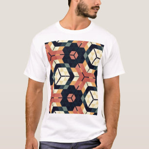 Farbiges geometrisches Muster mit Hexagon Square T-Shirt