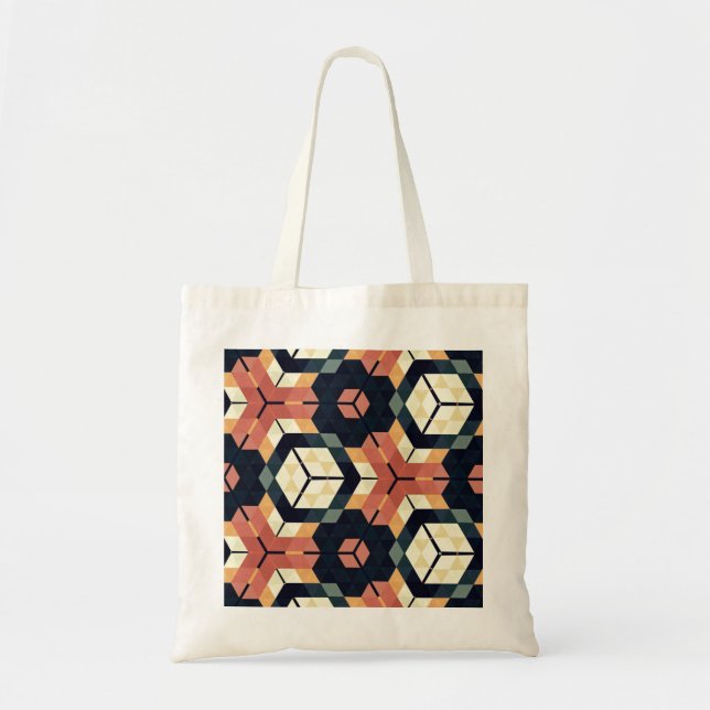 Farbiges geometrisches Muster mit Hexagon Square Tragetasche (Vorne)