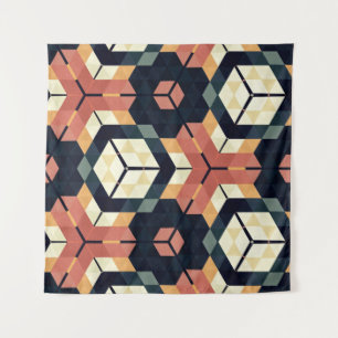 Farbiges geometrisches Muster mit Hexagon Square Wandteppich