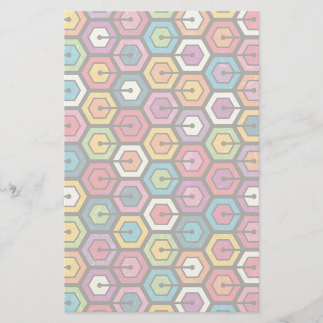 Farbiges geometrisches Muster mit Hexagonen Briefpapier (Vorderseite)