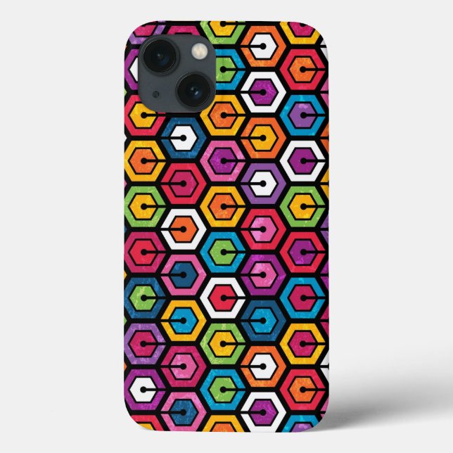 Farbiges geometrisches Muster mit Hexagonen Case-Mate iPhone Hülle (Rückseite)