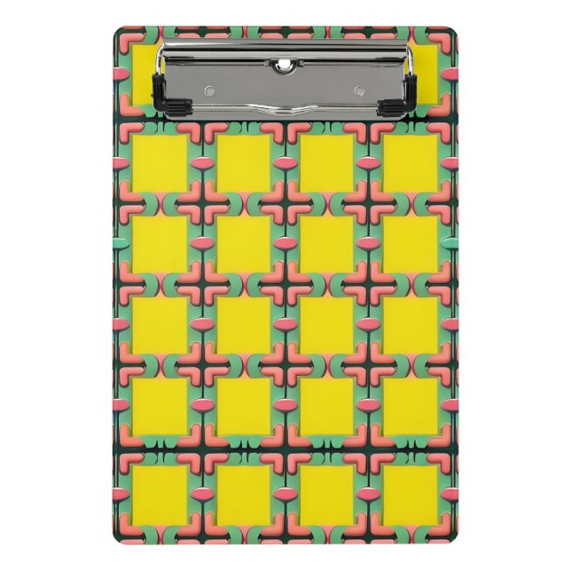 Farbiges geometrisches Muster mit symmetrischem De Mini Klemmbrett (Vorderseite)