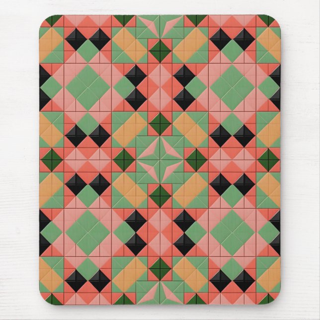 Farbiges geometrisches Muster mit symmetrischem Qu Mousepad (Vorne)