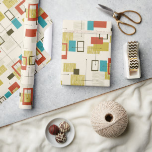Farbiges geometrisches Muster Mitte des Jahrhunder Geschenkpapier