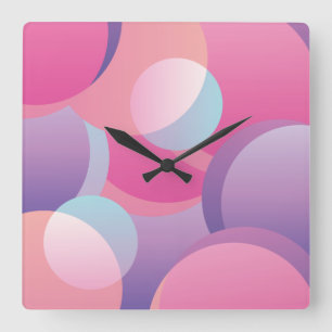 Farbiges geometrisches Muster Quadratische Wanduhr