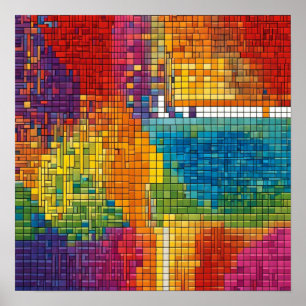 Farbiges geometrisches Muster von Dreiecken Poster