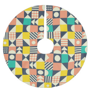 Farbiges geometrisches nahtloses Muster Polyester Weihnachtsbaumdecke