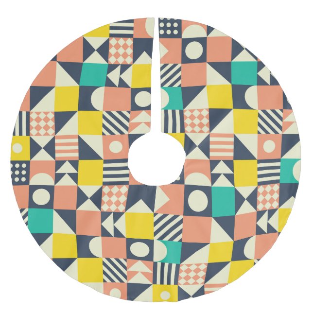 Farbiges geometrisches nahtloses Muster Polyester Weihnachtsbaumdecke (Vorderseite)