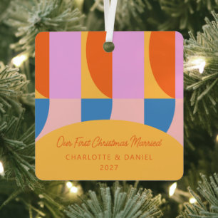 Farbiges geometrisches Personalisiertes Foto Verhe Ornament Aus Metall