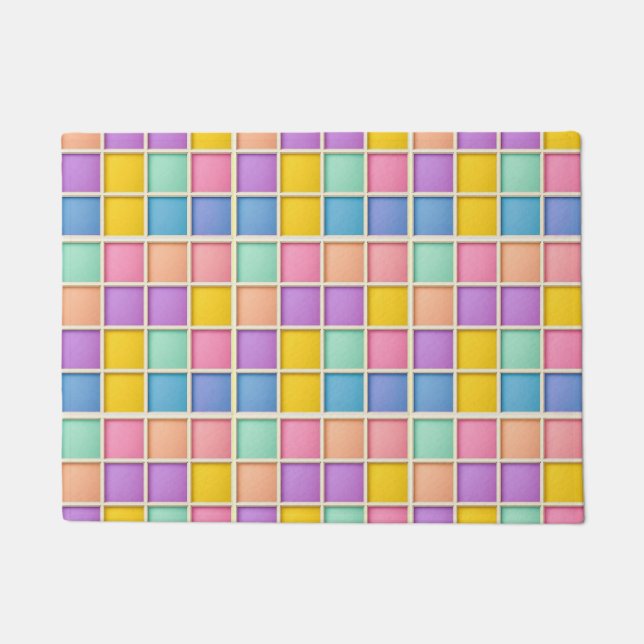 Farbiges geometrisches Raster Fußmatte (Vorderseite)