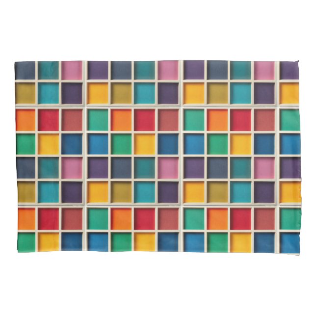 Farbiges geometrisches Raster Kissenbezug (Vorderseite)
