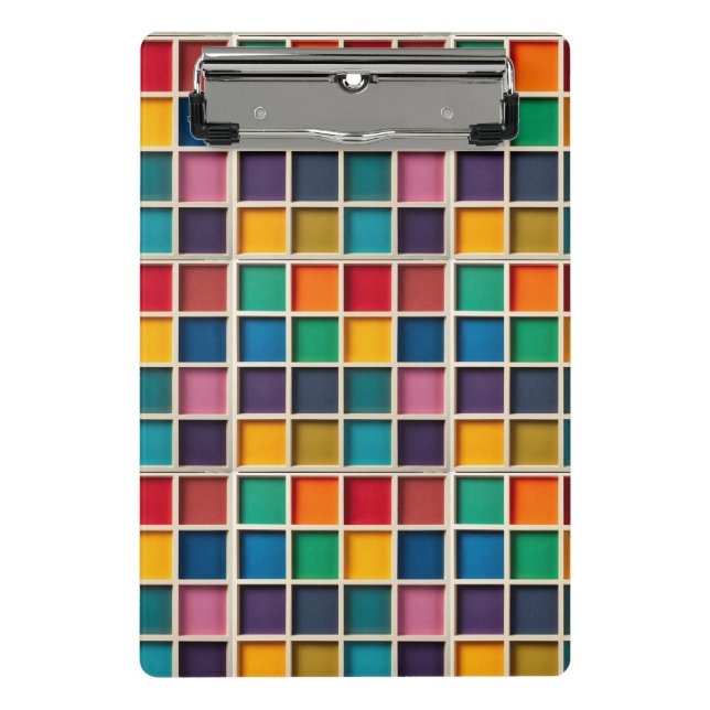 Farbiges geometrisches Raster Mini Klemmbrett (Vorderseite)