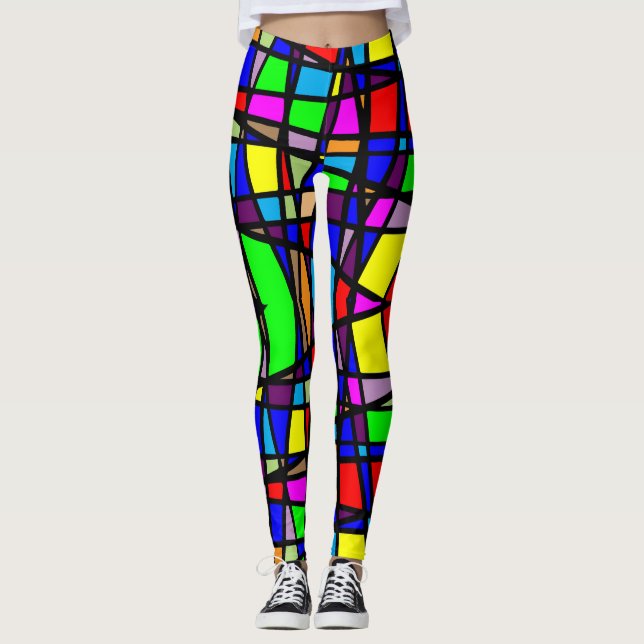 Farbiges geometrisches Regenbogenkostüm Leggings (Vorderseite)