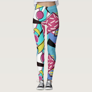 Farbiges geometrisches Retro-80er-Memphis-Design Leggings