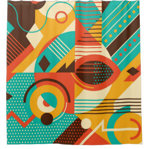 Farbiges geometrisches Retro: Vintage Abstraktion. Duschvorhang