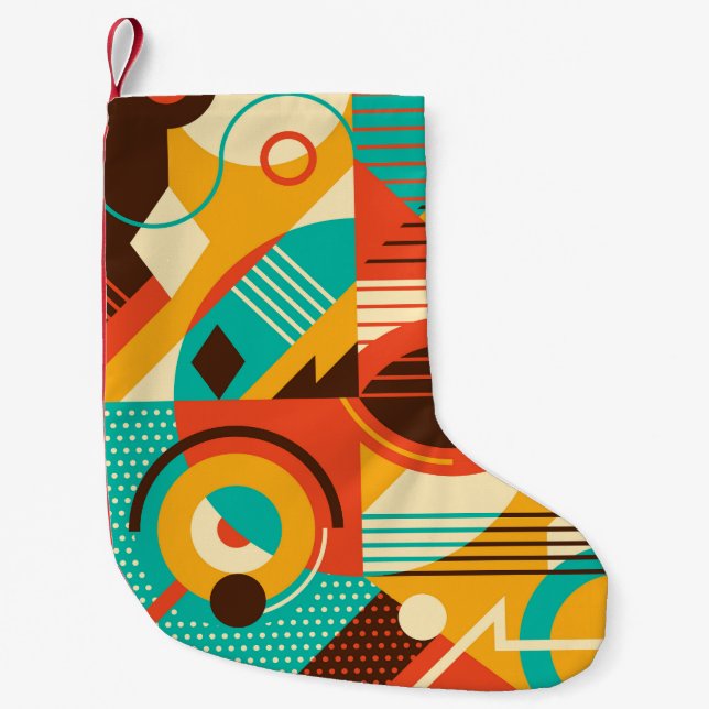 Farbiges geometrisches Retro: Vintage Abstraktion. Kleiner Weihnachtsstrumpf (Vorderseite)