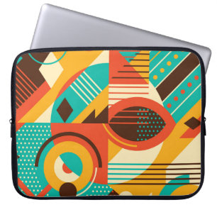 Farbiges geometrisches Retro: Vintage Abstraktion. Laptopschutzhülle