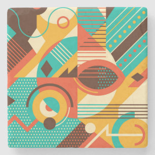 Farbiges geometrisches Retro: Vintage Abstraktion. Steinuntersetzer
