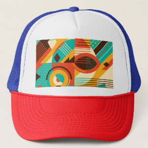 Farbiges geometrisches Retro: Vintage Abstraktion. Truckerkappe