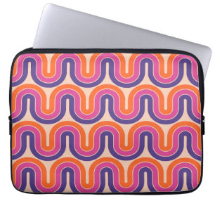 Farbiges geometrisches Wellendesign im Retro Laptopschutzhülle