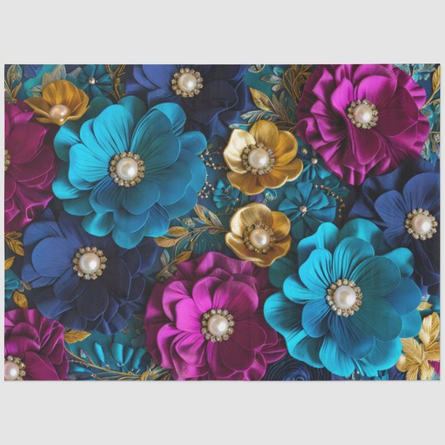 Farbiges Gewebe aus Blumengewebe, Tissue Seidenpapier (Vorderseite)
