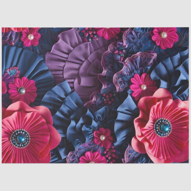 Farbiges Gewebe aus Blumengewebe, Tissue Seidenpapier (Vorderseite)